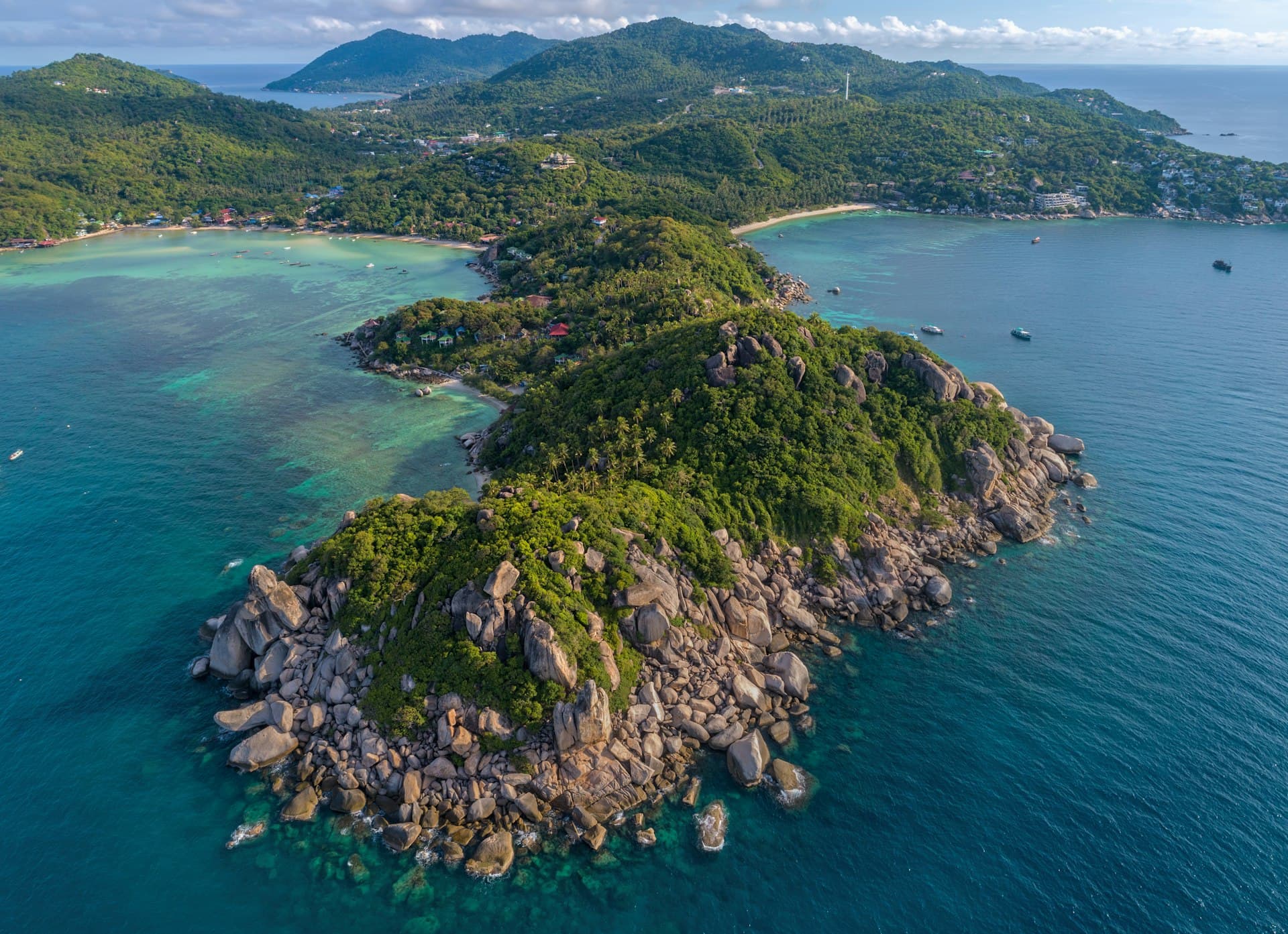 Green hillside overlooking the sea on Koh Tao island