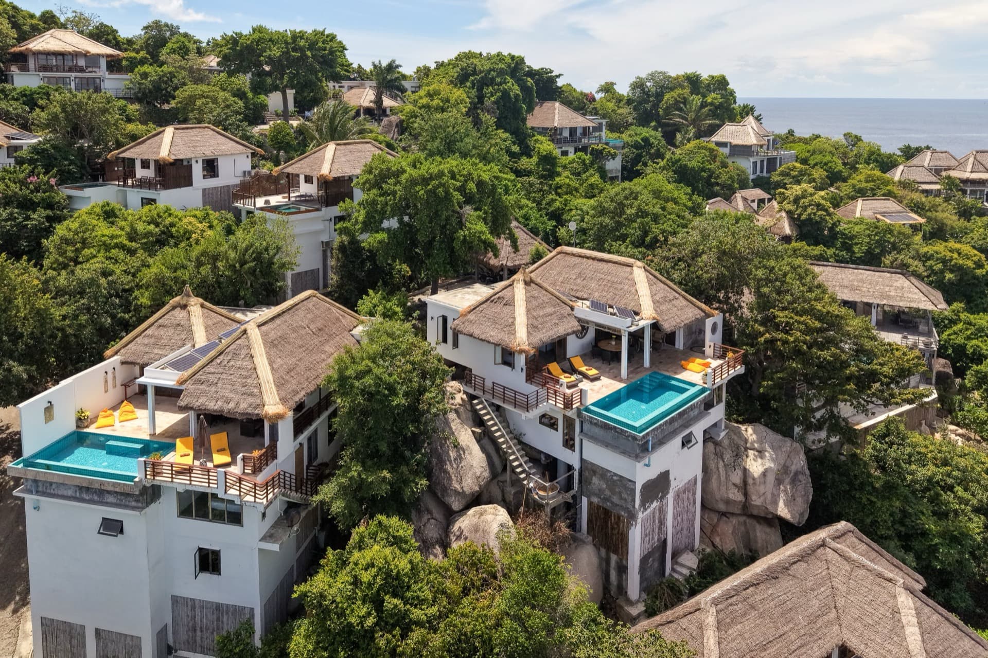 Contact Villas Sabai Jai — thatched pool villas on the hillside above the sea